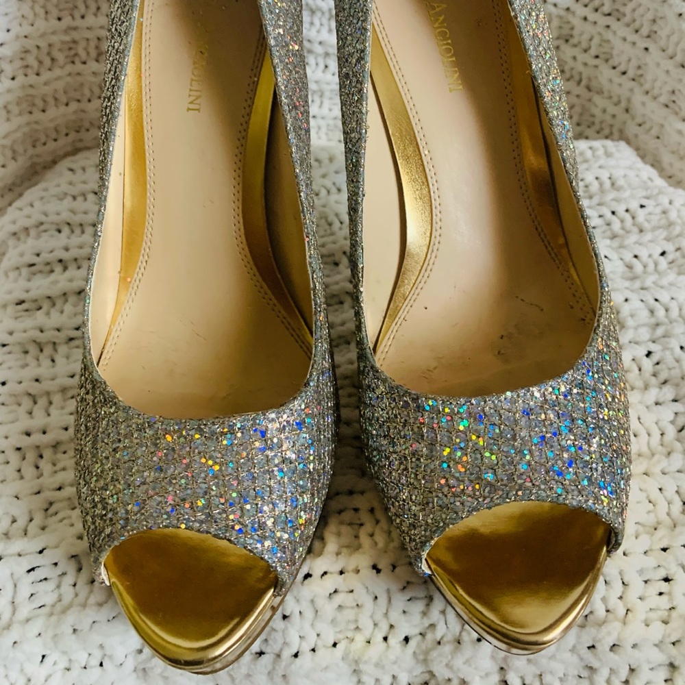 Enzo Angiolini Easully Silver Gold Formal Heels